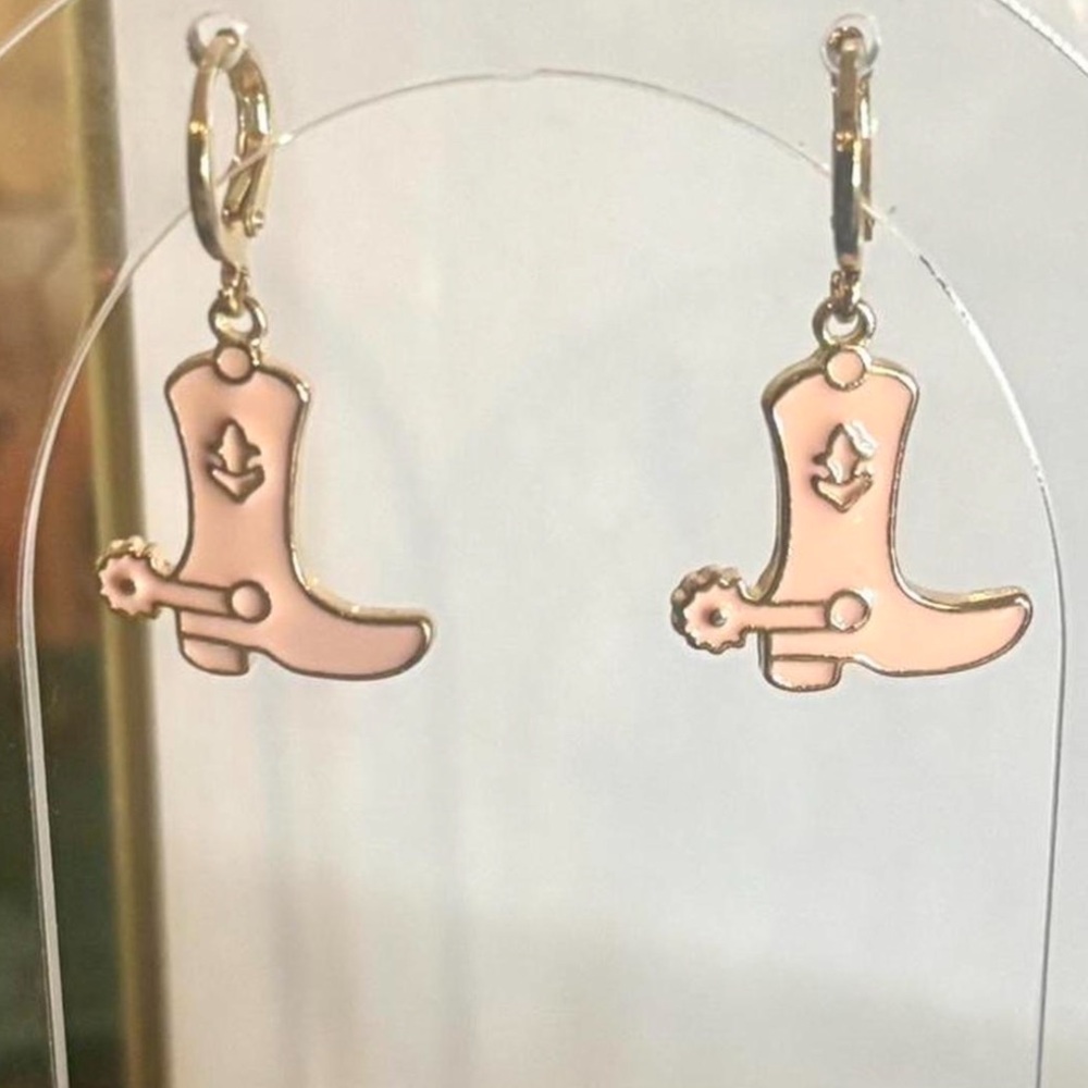 Pink Cowboy Boot Earrings